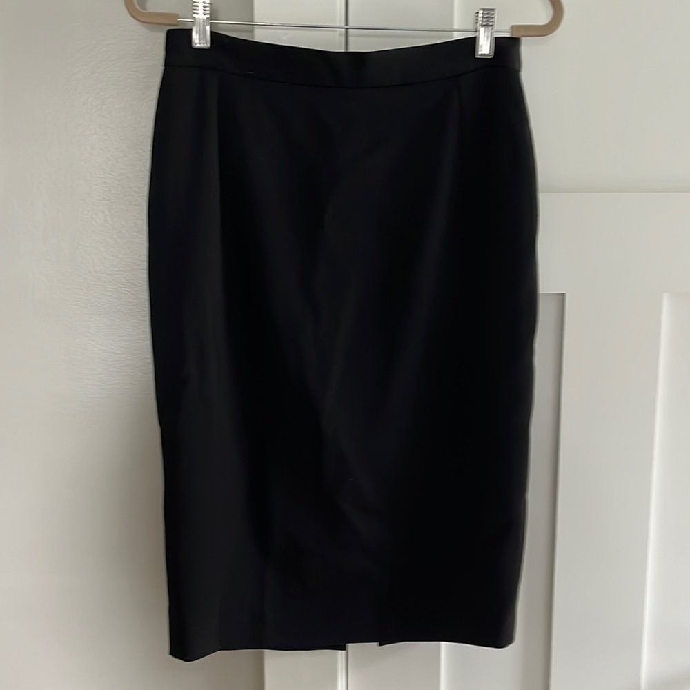 Vintage Claire Paris Made in France Black Wool Pencil Skirt sz 44 FR US 8/10